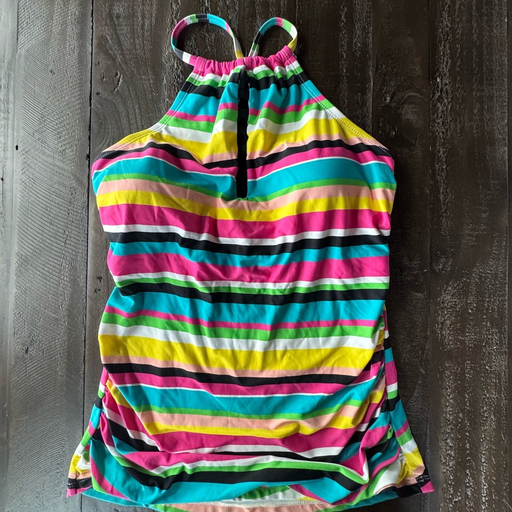 Anne Cole Multicolor Striped Halter Swim Top